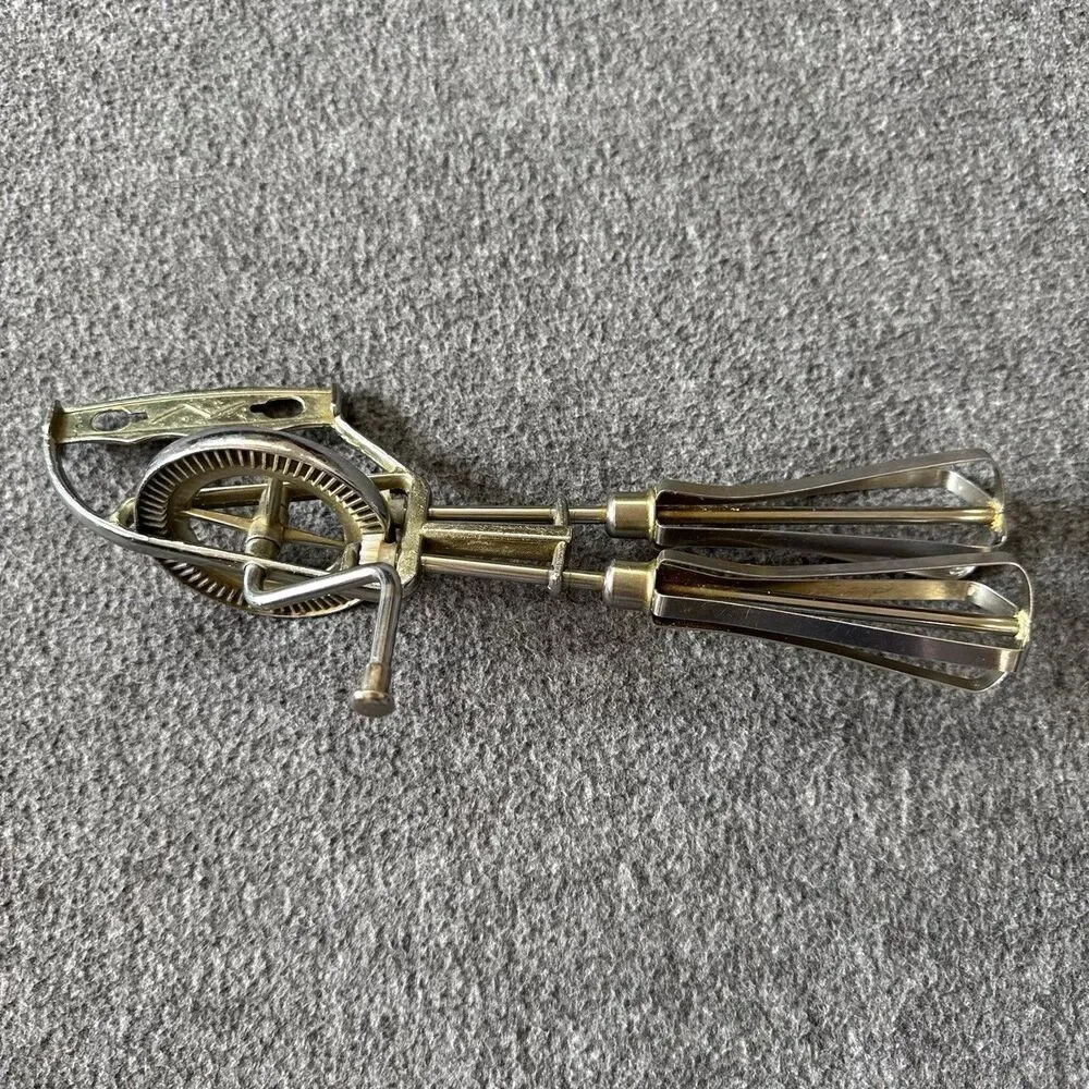 Vintage Hand Crank Mixer Egg Beater Stainless Steel No Plastic Handle Japan